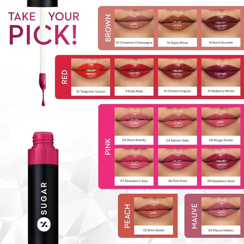SUGAR Cosmetics Partner In Shine Transferproof Glossy Lipstick - 01 Cinnamon Champagne, 3ml - Image 4